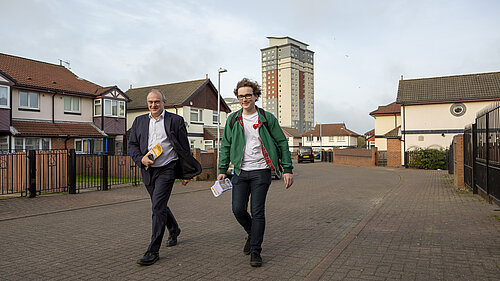 Lib Dem leader Ed Davey canvassing in the East End