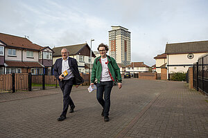 Lib Dem leader Ed Davey canvassing in the East End