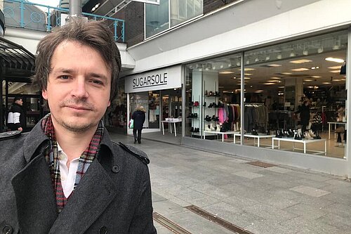 iall Hodson at the site of the proposed Tesco Express in Market Square, Sunderland.