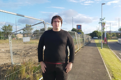 Lib Dem campaigner Paul Edgeworth at the former Dewhirst site
