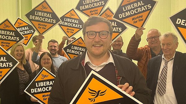 Councillor Ciaran Morrisey Infront of the Wearside Liberal Democrats