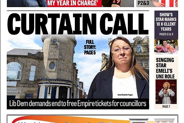 Sunderland Echo front page showing Lib Dems calling for an end to free Empire tickets for councillors